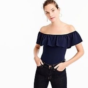 J. Crew Off The Shoulder Ruffle Bodysuit
